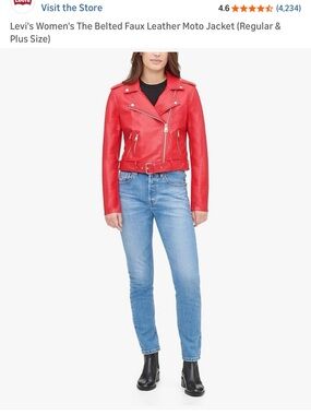 Levi's Bright Red Faux Leather Moto Jacket